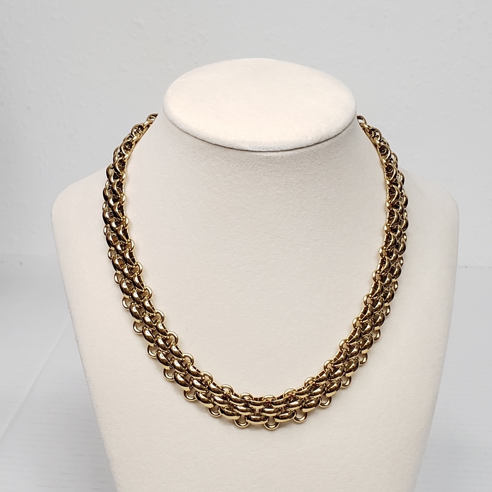 Chic Gold-Tone Layered Necklace Stainless Steel